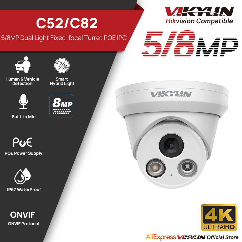 Home Security Lights Outdoors - VIKYLIN 5/8MP 4K IP Camera Dual