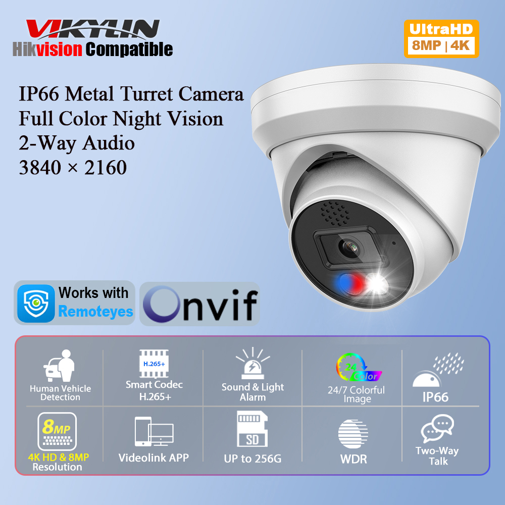 Home Security Lights Outdoors - Vikylin 4K 8MP Alarm Full Color