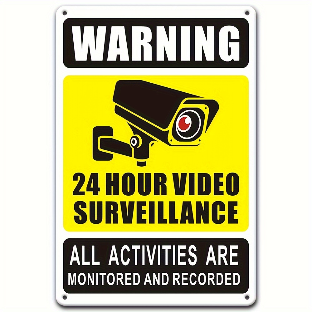 Home Security Outdoor Camera System - 24/7 Video Surveillance Warning Sign -