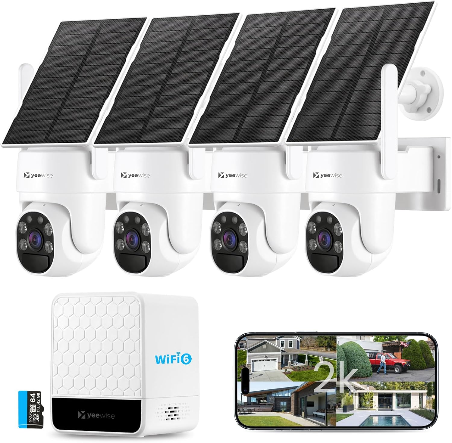Home Security Cameras No Subscription - Wireless Outdoor Solar Security Camera System,