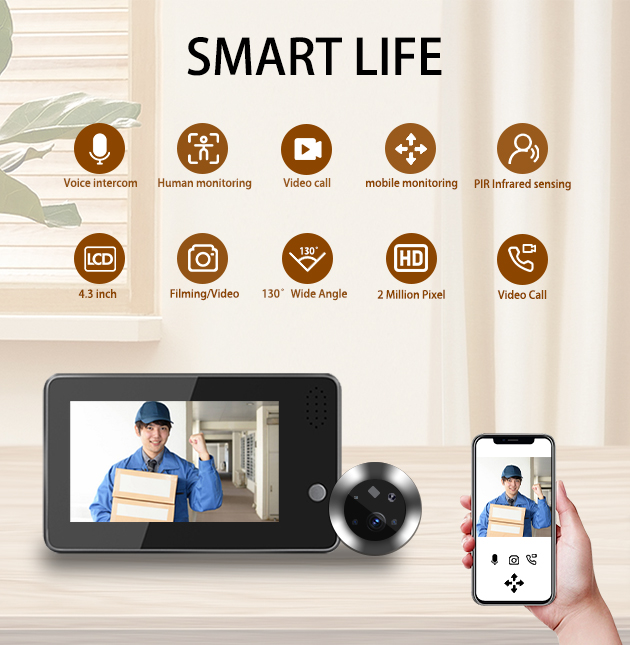 Home Security Wireless Cameras - 4.3inch Tuya Smartlife WiFi Doorbell Visual